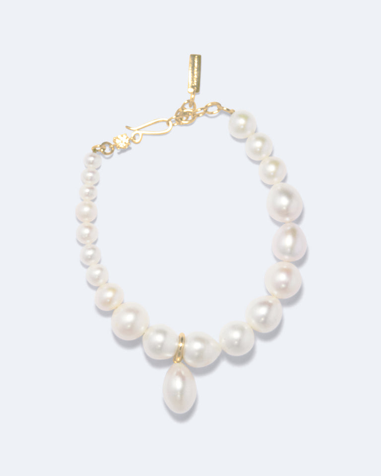P196 - Bracelet en vermeil recyclé or, perles et zircons