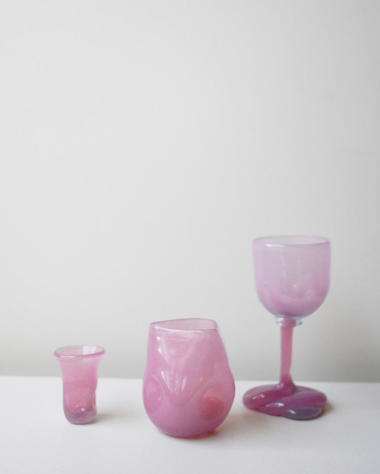 "Notsobig" Thaw - Set of 4 Recycled Tiny Glasses in Magenta/Pink/Purple/Red