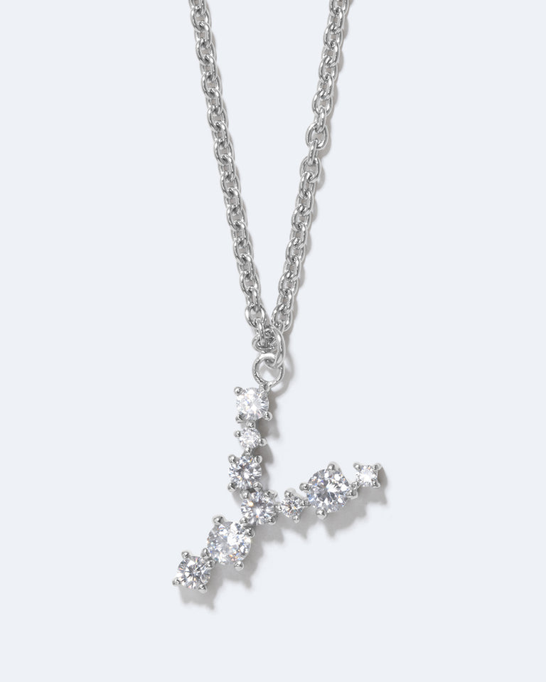 Pendentif Glitchy Y en Oxyde de Zirconium et Plaqué Rhodium