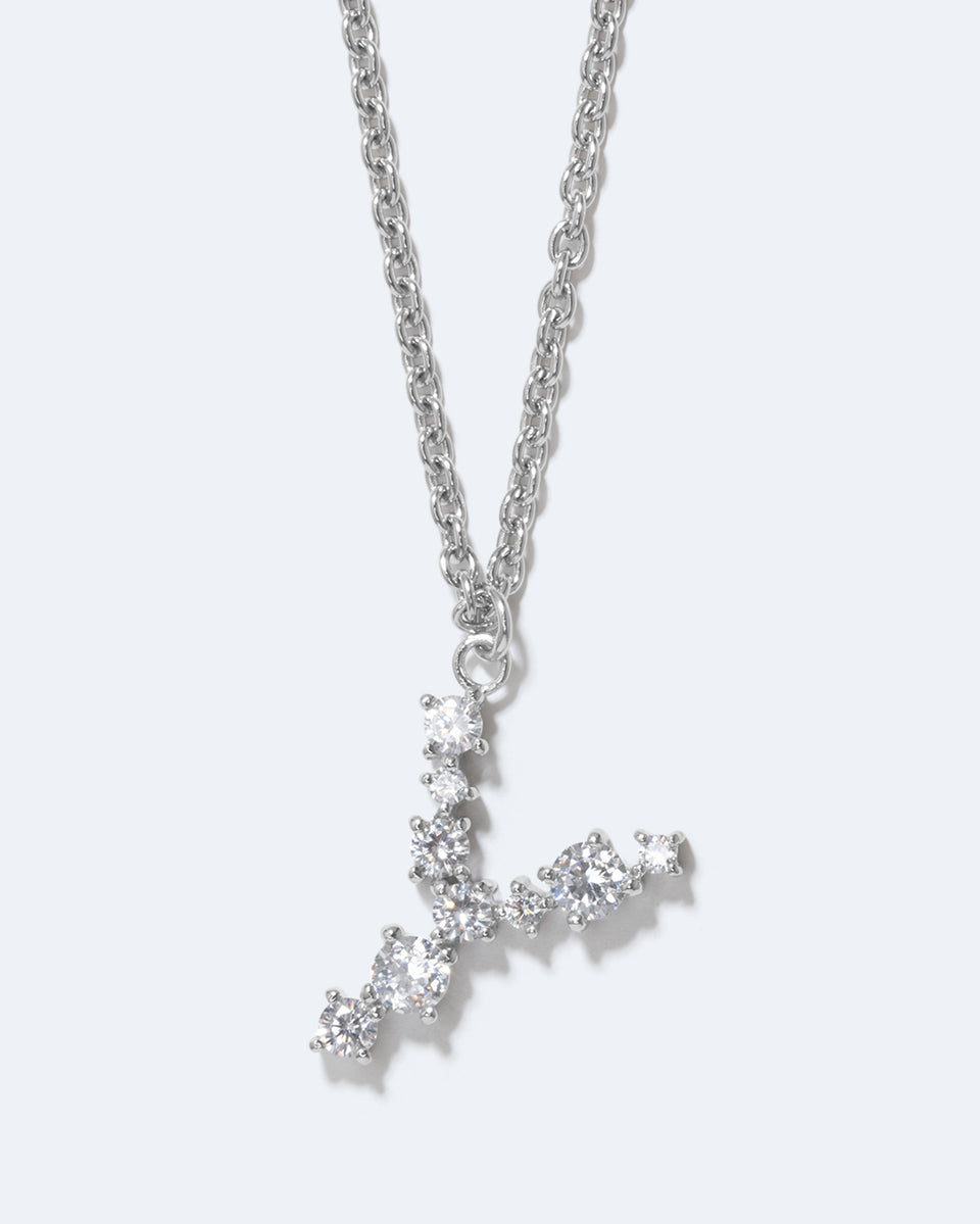 Pendentif Glitchy Y en Oxyde de Zirconium et Plaqué Rhodium