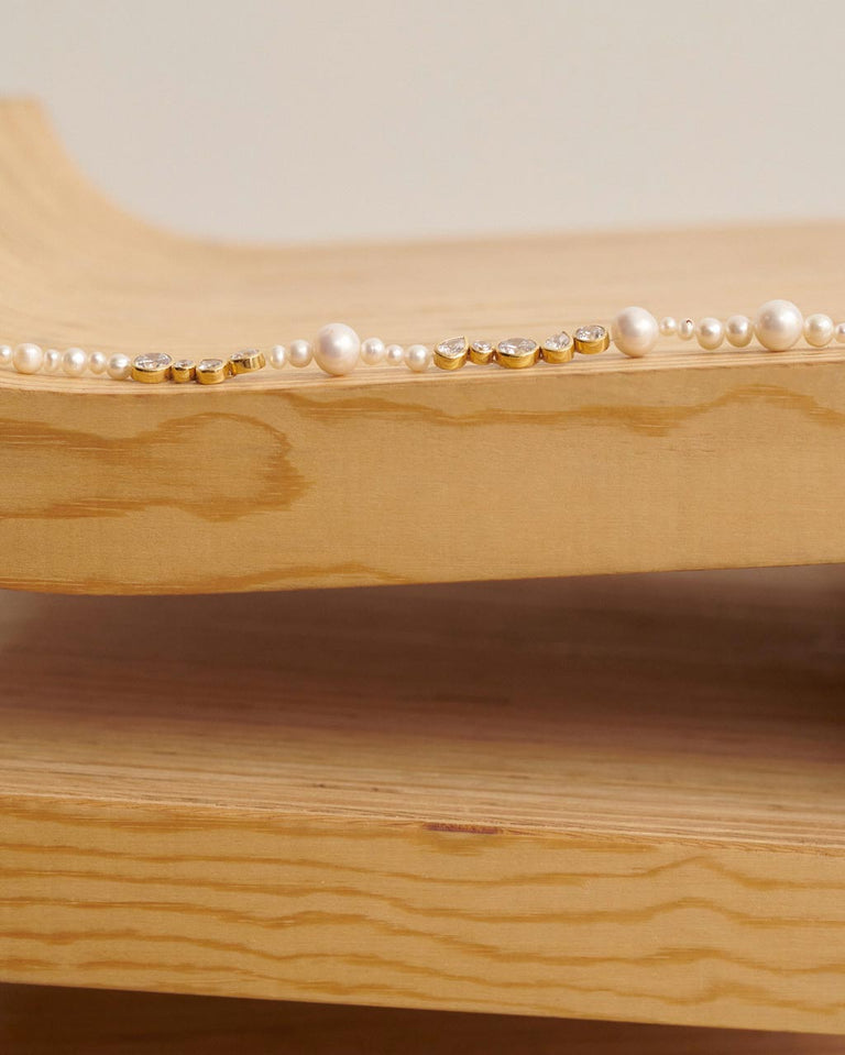 Glitch - Pearl and Zirconia Recycled Gold Vermeil Necklace