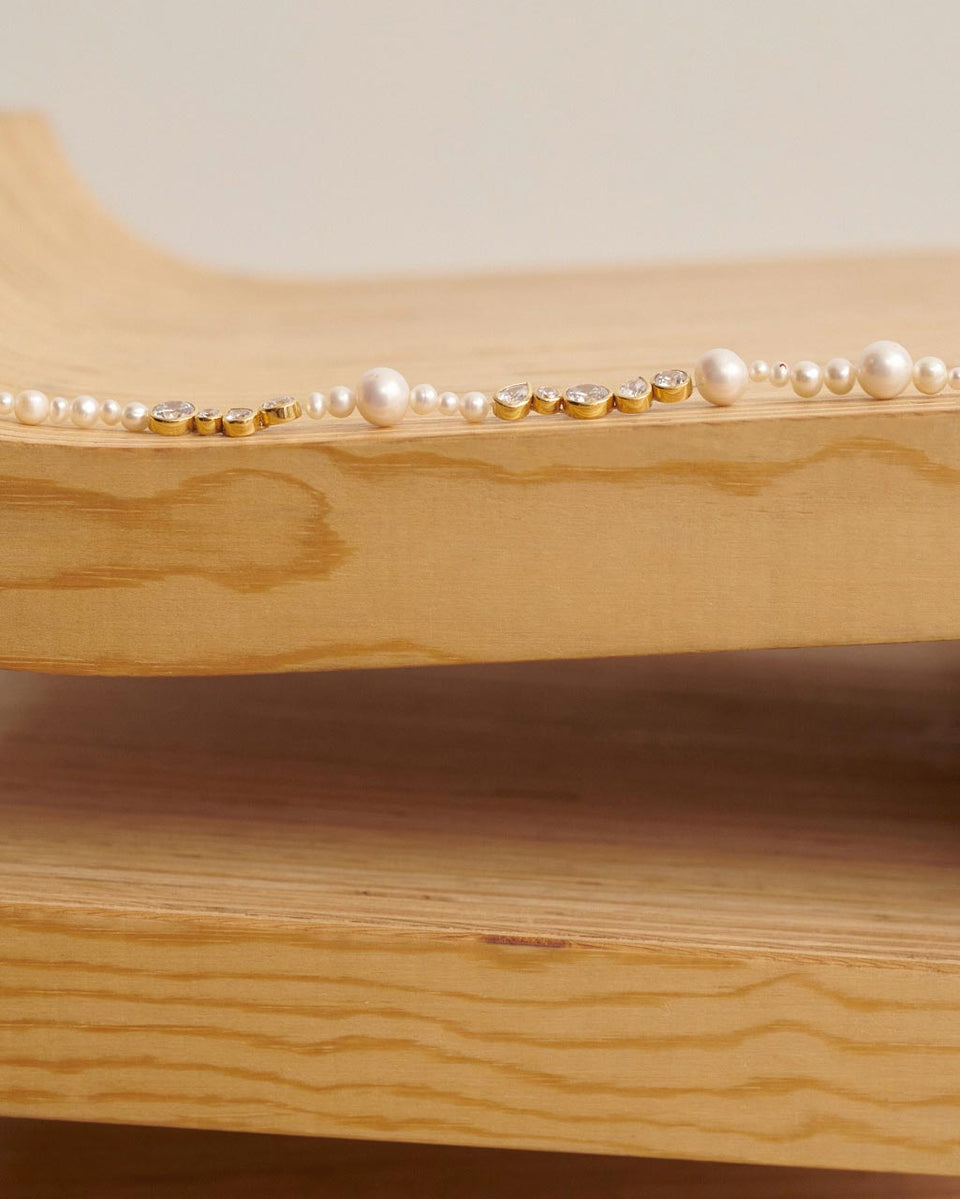 Glitch - Pearl and Zirconia Recycled Gold Vermeil Necklace