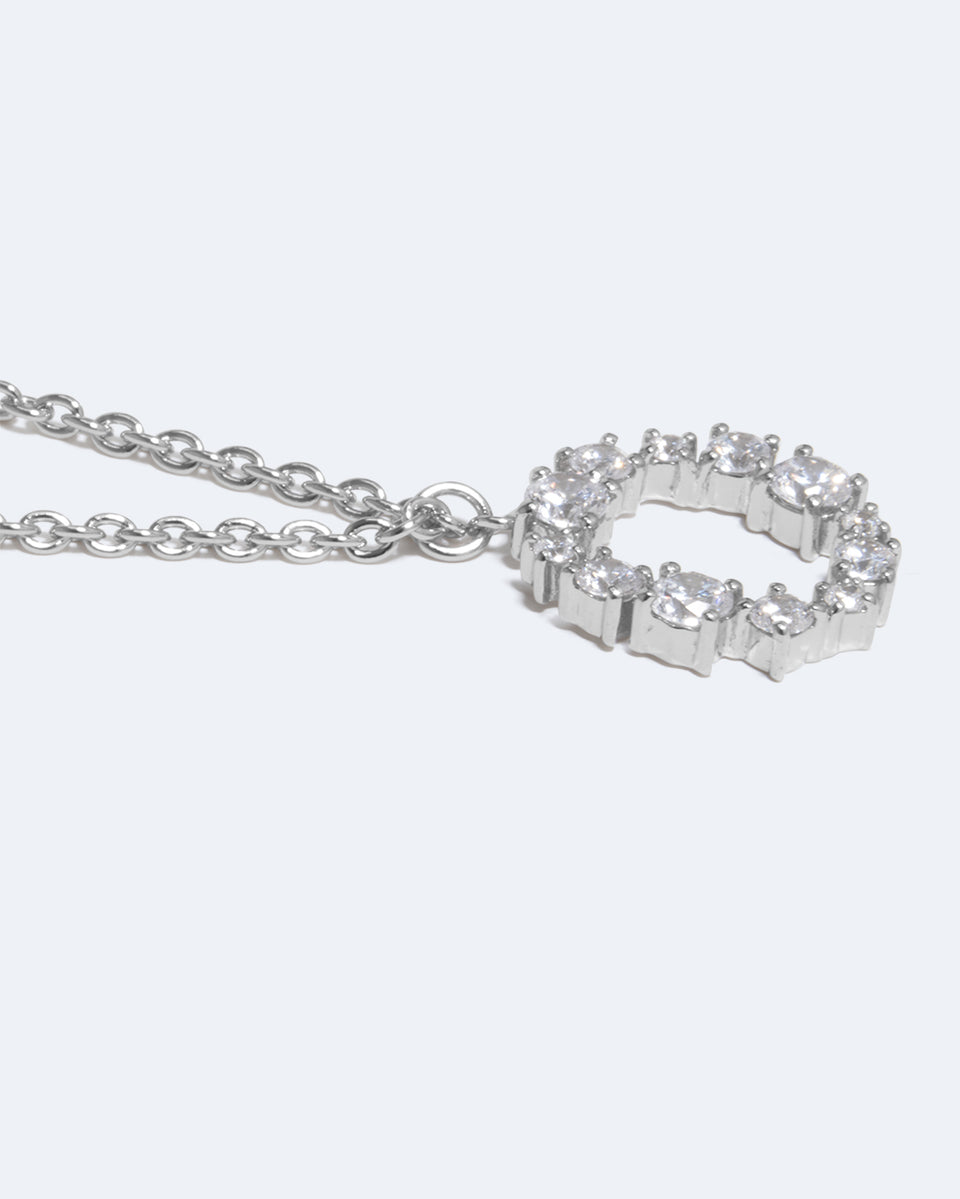 Glitchy O - Cubic Zirconia and Rhodium Plated Pendant