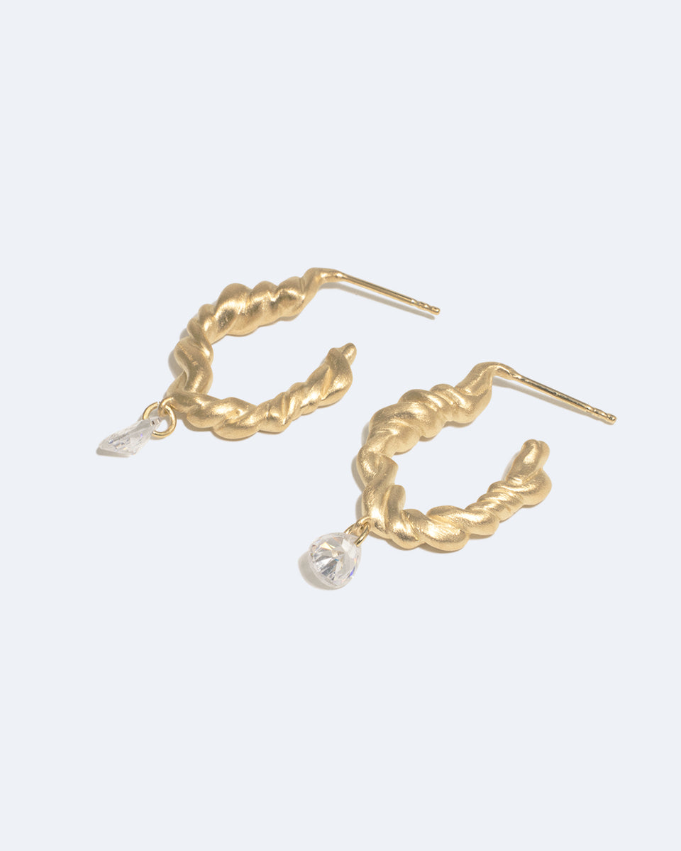 Le temps n'est pas une illusion - Boucles d'oreilles en oxyde de zirconium et vermeil