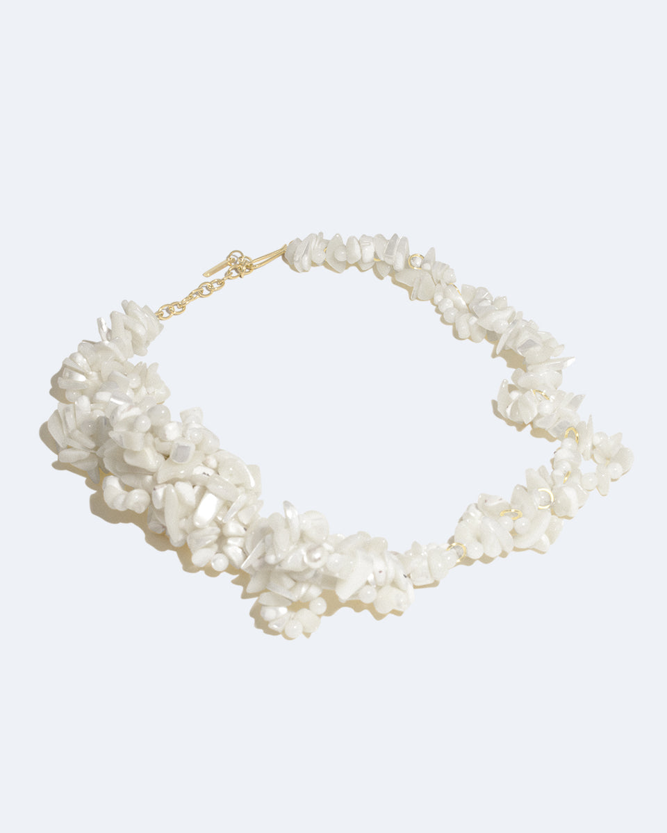 The Shifting Stream - Pearl and Mother of Pearl Bead Gold Vermeil Necklace