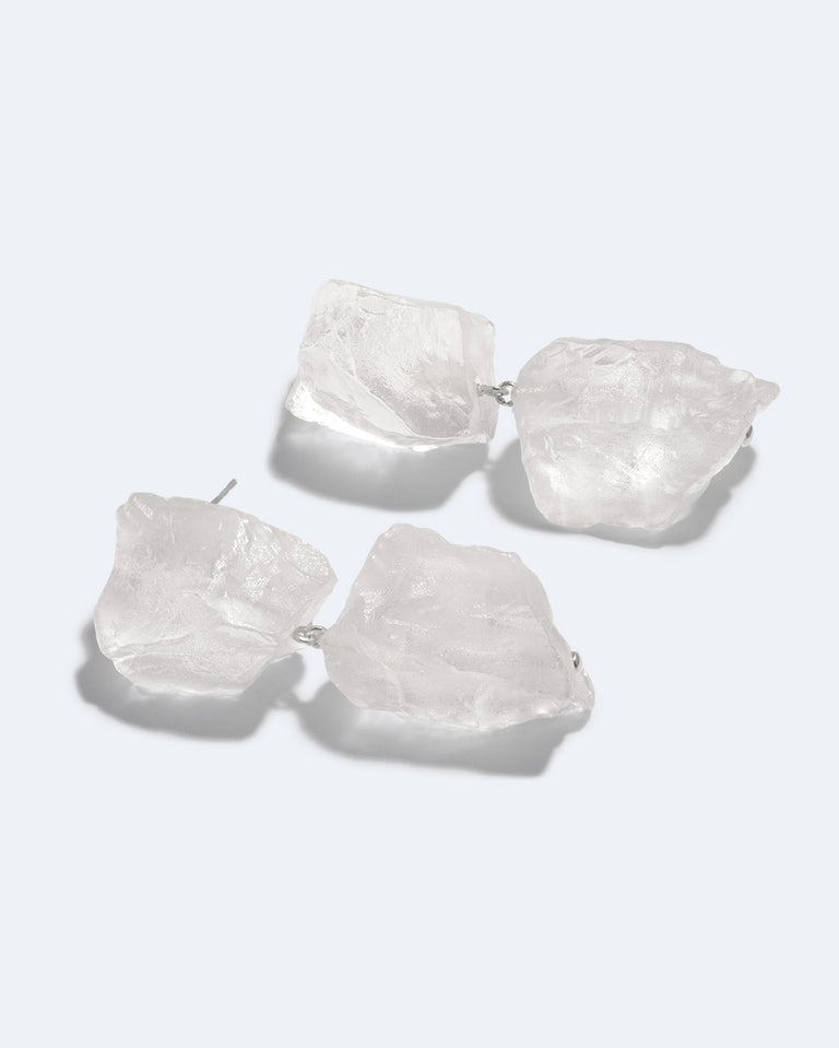 H93 - Boucles d'oreilles en résine transparente et argent recyclé