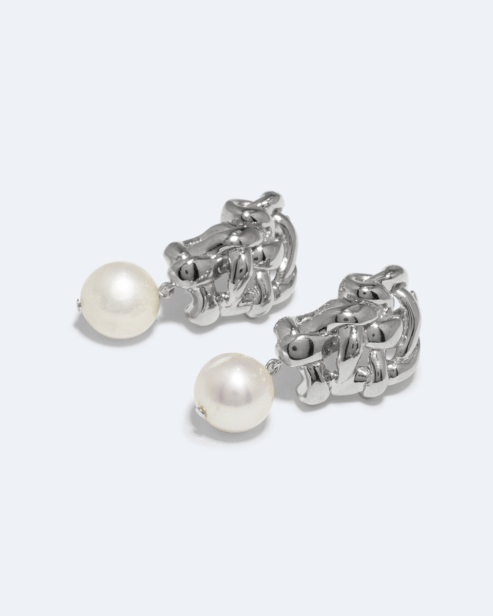 The Paths of Memory - Pearl and Recycled Silver Earrings