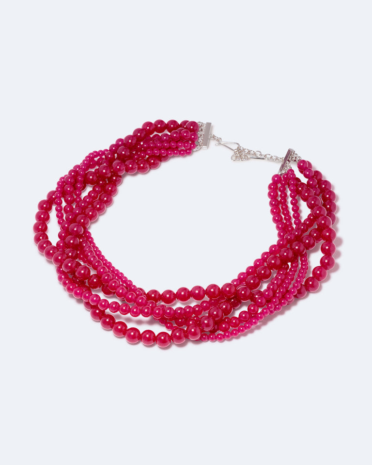 H84 - Collier perles de calcédoine et argent recyclé