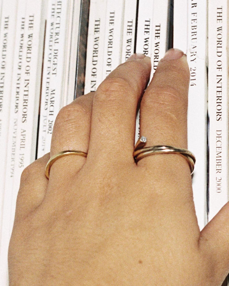 Archéologie de l'ère industrielle - Bague en or jaune 18 carats et diamants