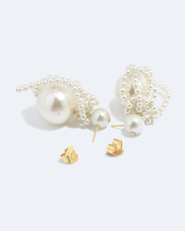 Time is Thirsty - Boucles d'oreilles plaquées or et perles