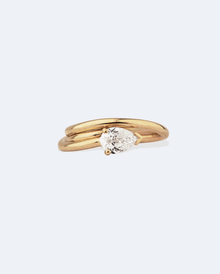 Bedrock - 18 Carat Yellow Gold and Pear Diamond Solitaire Engagement Ring