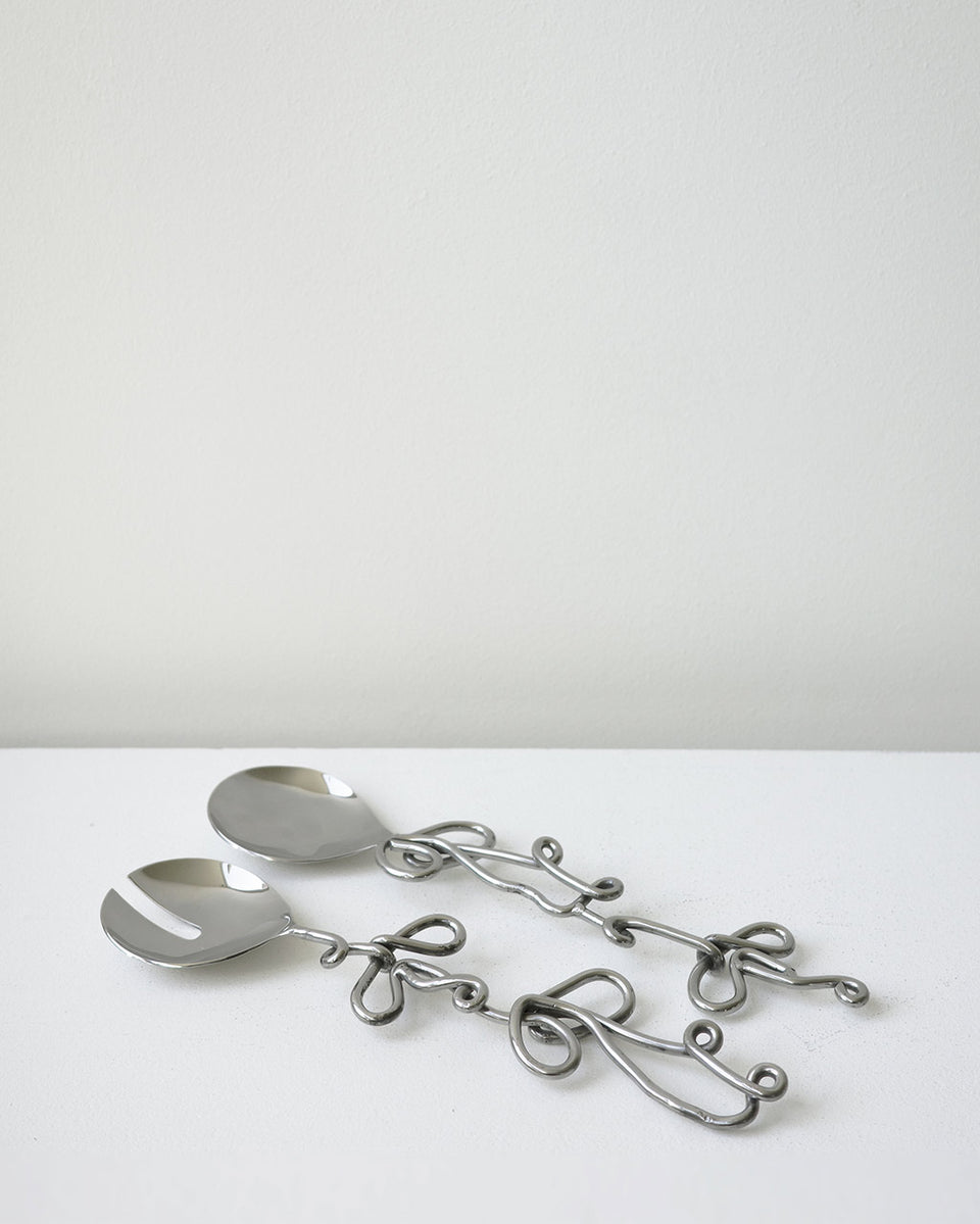 A Very Serious Salad - Set of 2 Salad Servers in Silver