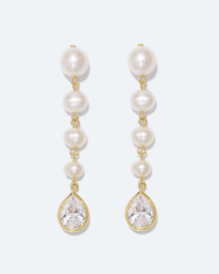 P168 - Boucles d'oreilles en Vermeil Or Recyclé Perle et Zirconium