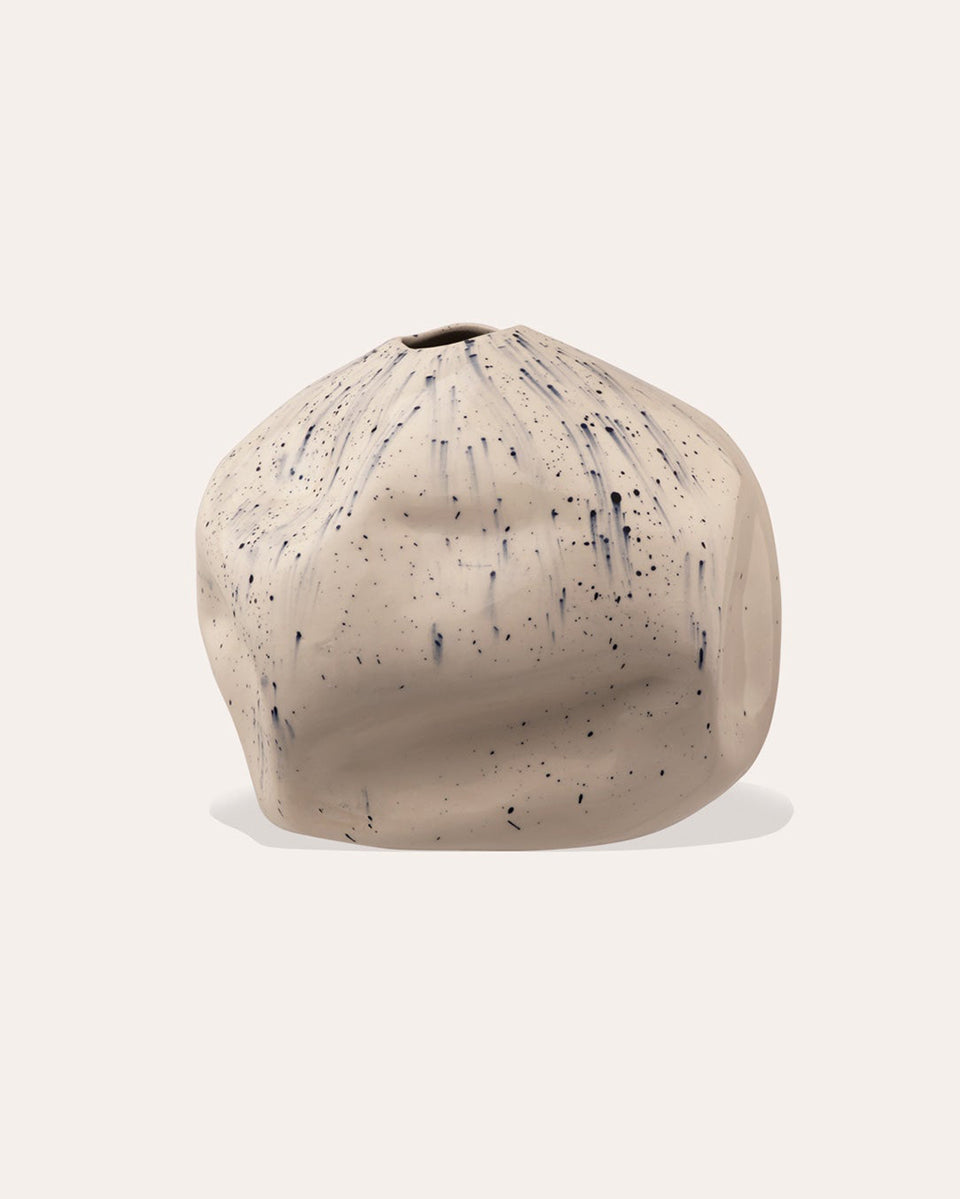 Silence of the Sea - Large Vessel in Gloss White w/ Blue Splashes