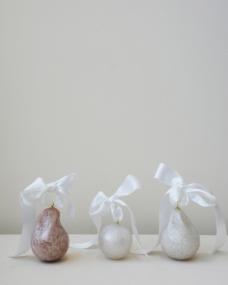 Husband Number Six? Tree Ornaments -  Set of 3 Bio Resin Baubles in Pearlescent White/Pink
