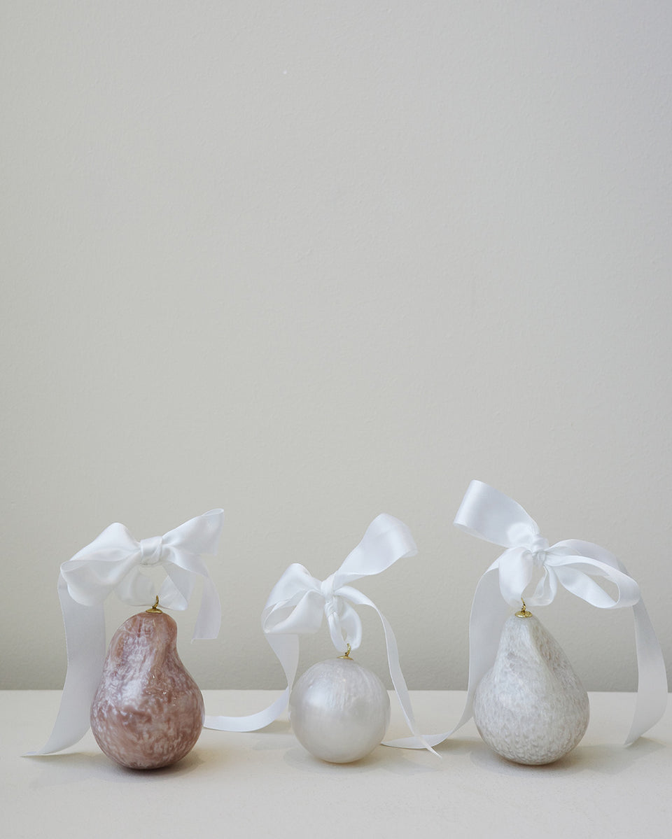 Husband Number Six? Tree Ornaments -  Set of 3 Bio Resin Baubles in Pearlescent White/Pink