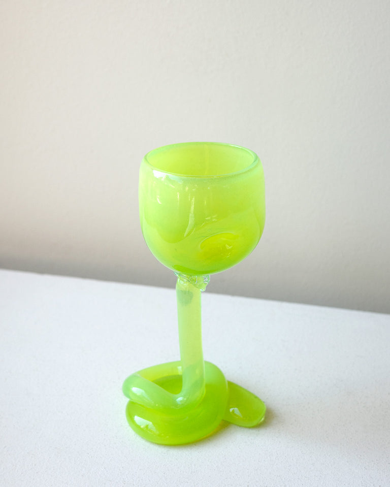 Thaw - Recycled Wine Glass in Acid Green