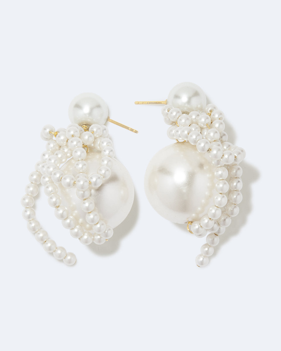 Time is Thirsty - Boucles d'oreilles plaquées or et perles