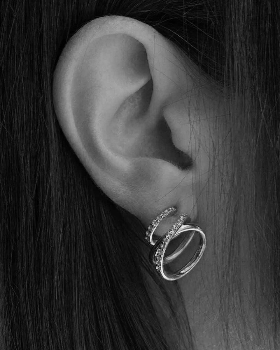 Flow - White Topaz and Platinum Plated Sterling Silver Earrings
