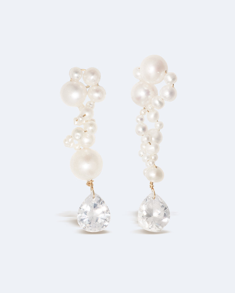 Past in a Future Tense - Pearl and Zirconia Recycled Gold Vermeil Earrings