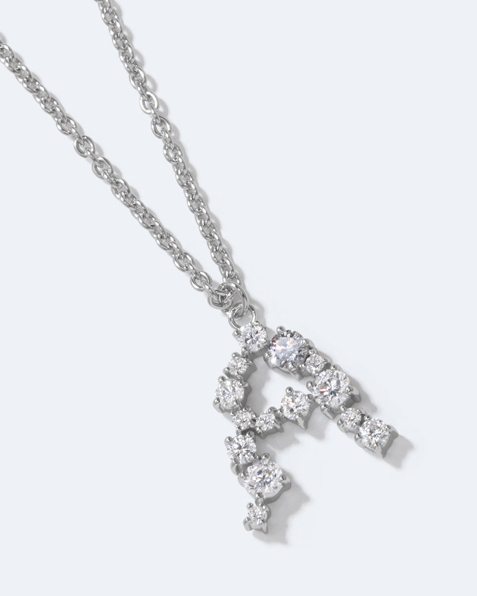Pendentif Glitchy A en oxyde de zirconium et plaqué rhodium