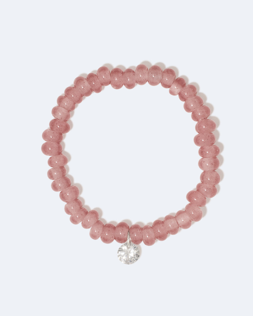 Chutes - Zirconia and Recycled Pink Glass Bead Bracelet