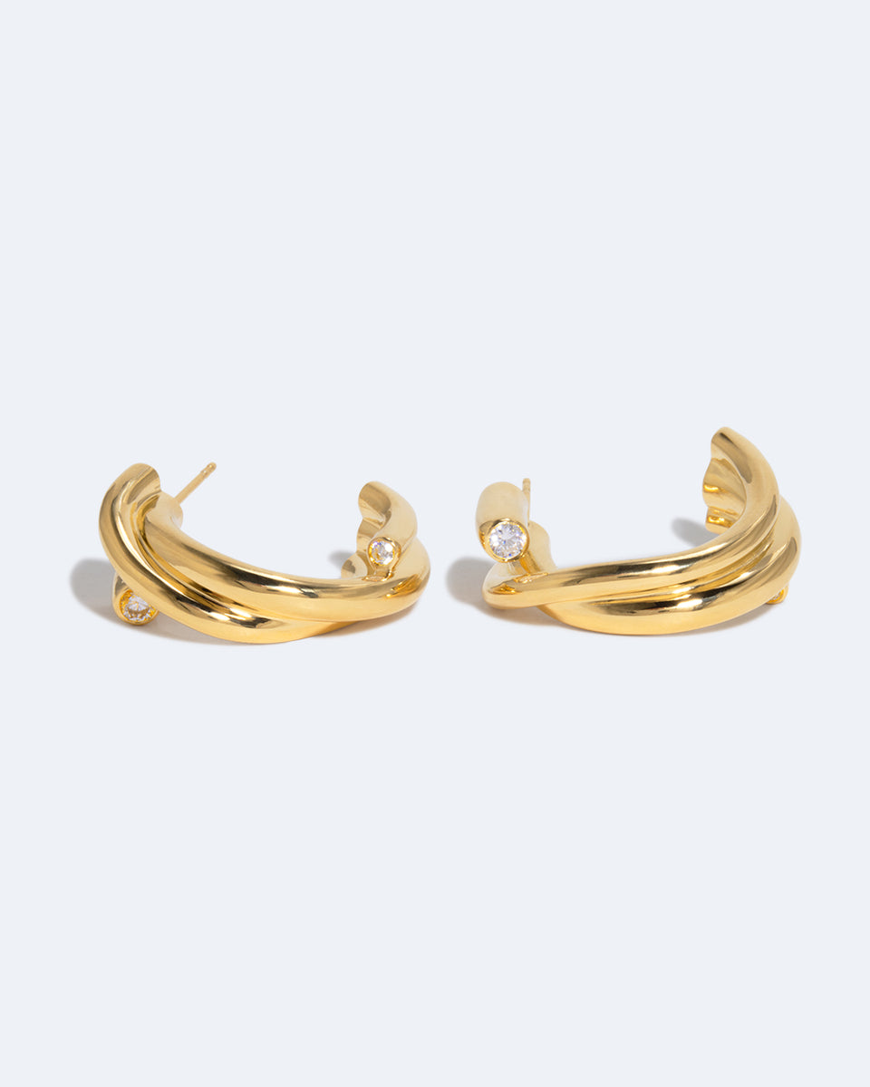 R2201 - Boucles d'oreilles en Zirconium et Vermeil en Or Recyclé