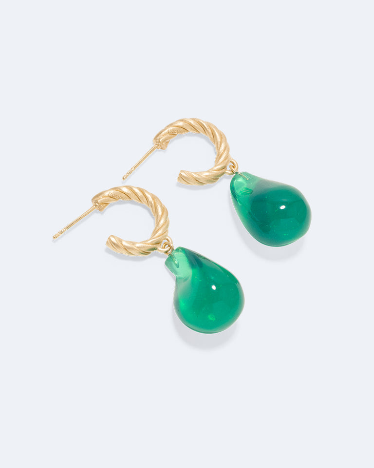 Husband Number Six? - Green Bio Resin and Recycled Gold Vermeil Earrings