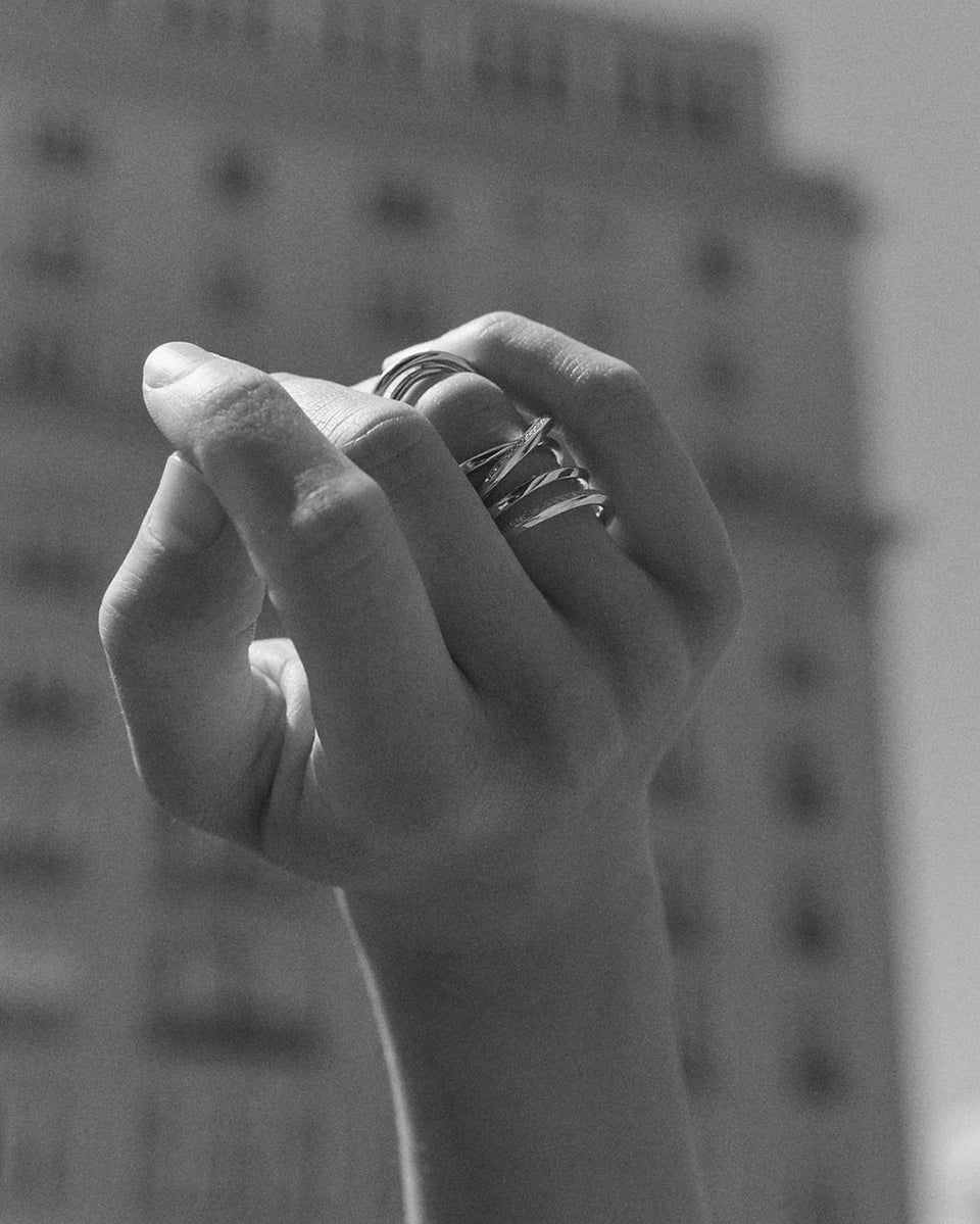 À contre-courant - Bague en topaze blanche et vermeil