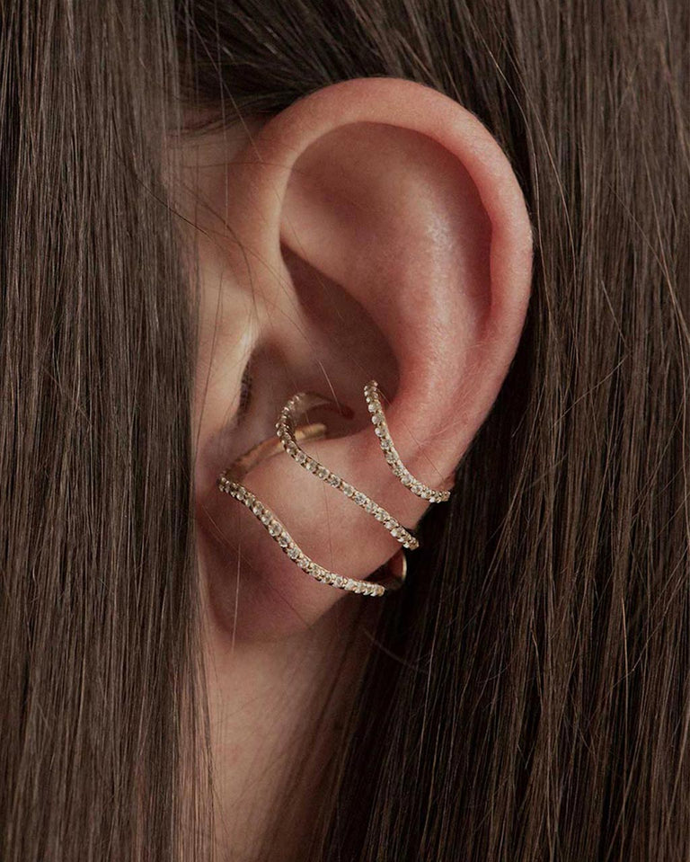 Riot. Strike. Riot. - White Topaz and Recycled Gold Vermeil Ear Cuff
