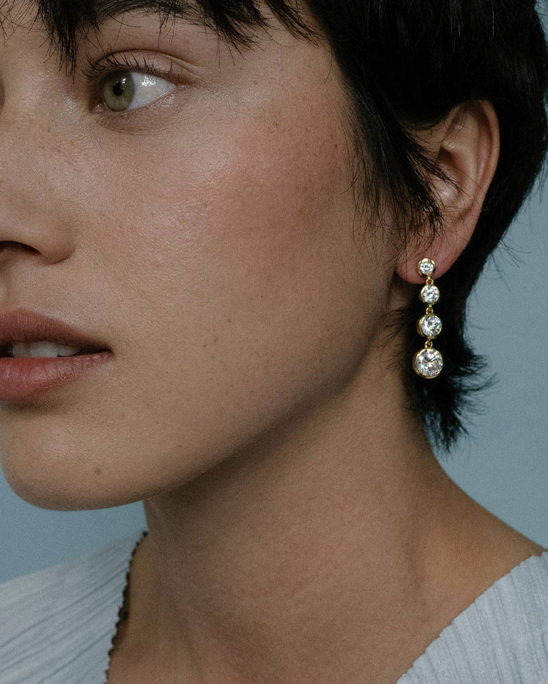 Light of the Past II - Cubic Zirconia and Gold Vermeil Earrings