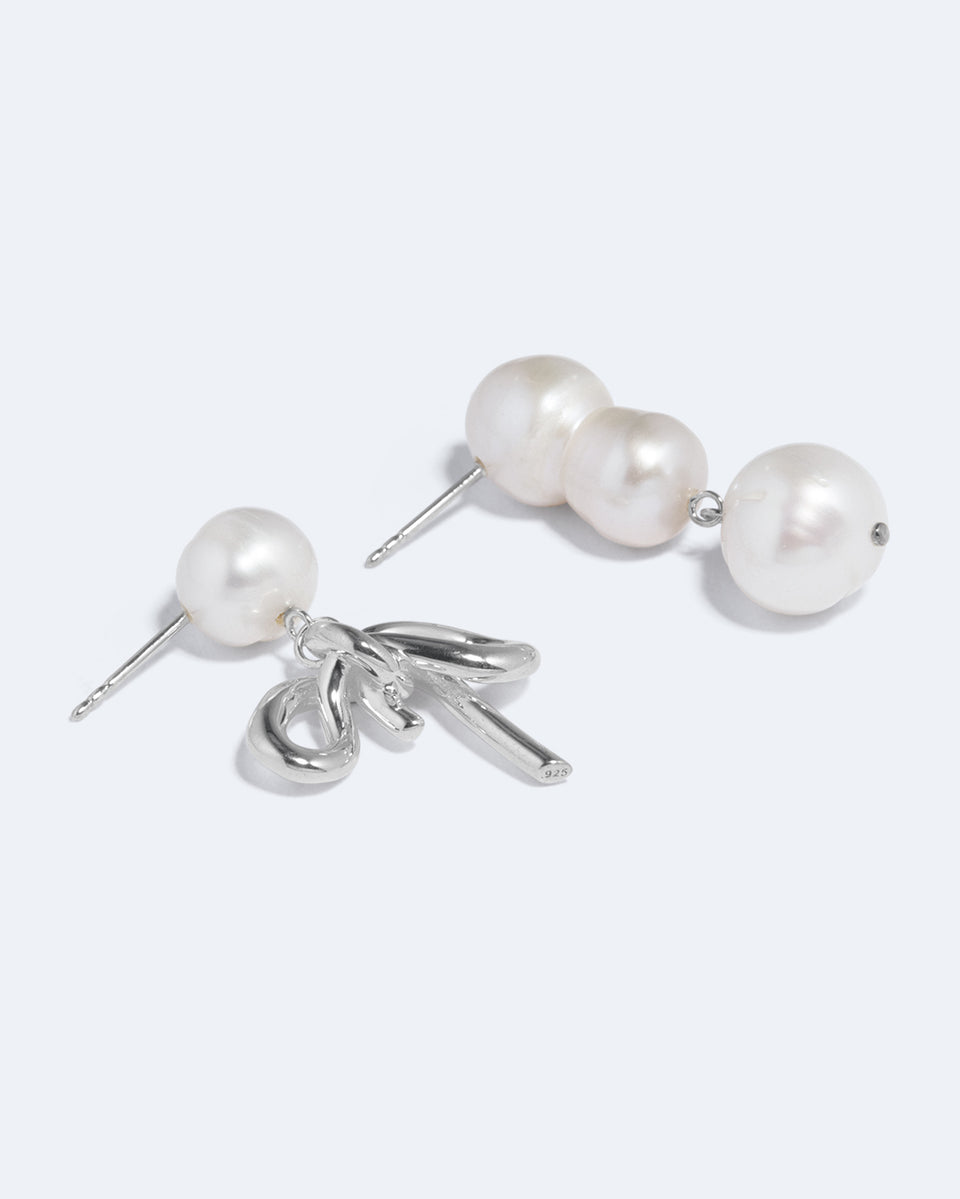 Once in a Blue Moon - Pearl and Recycled Silver Earrings