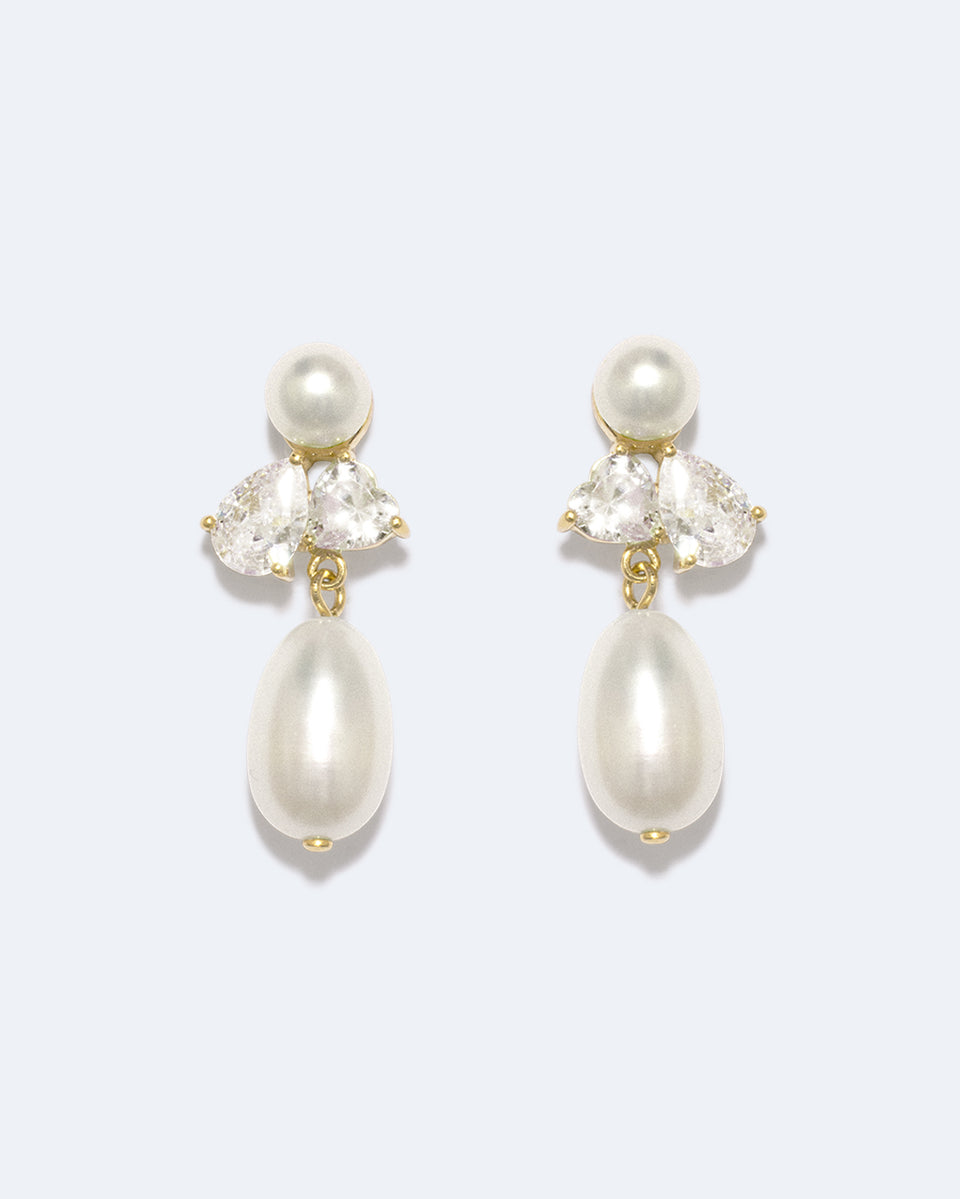Infinity's Reversal - Pearl and Zirconia Recycled Gold Vermeil Earrings