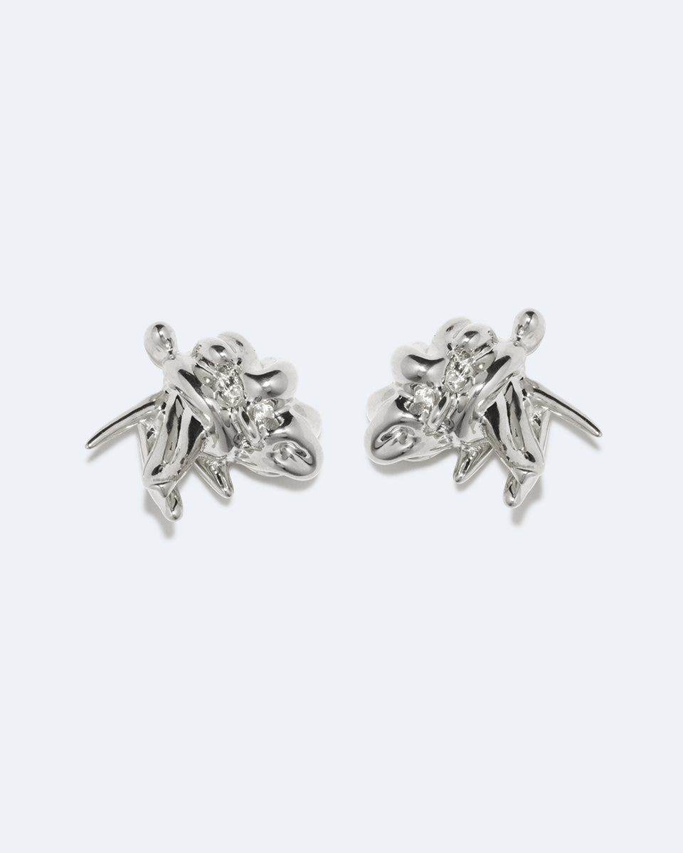 R2267 - Boucles d'oreilles plaquées argent avec tige en argent