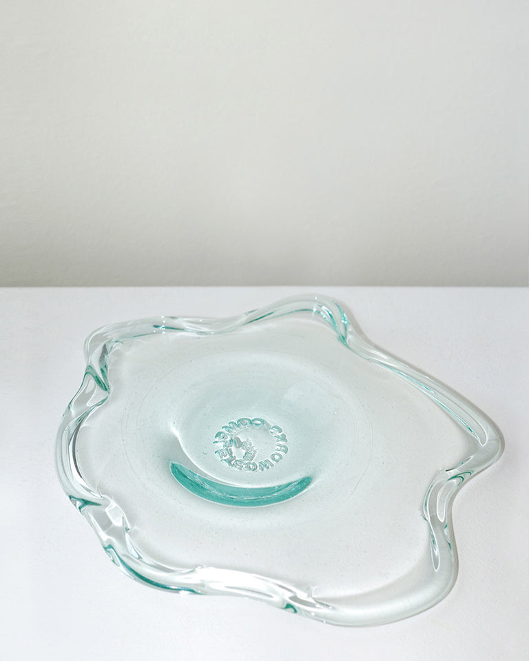 Pond - Grand plat de service en verre recyclé transparent