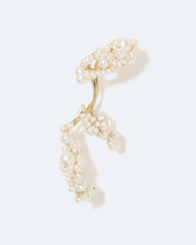 What Do You See in The Clouds? - Pearl and Gold Vermeil Ear Cuff