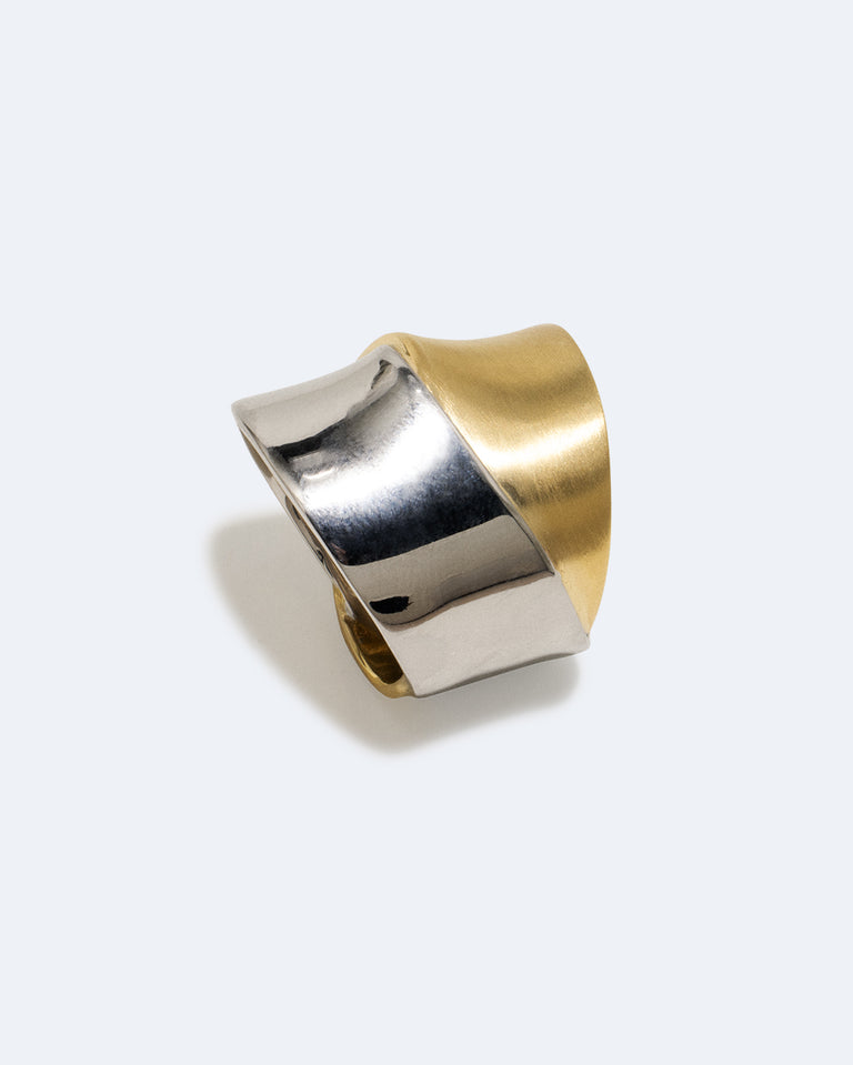 Ruban - Bague plaquée rhodium et or
