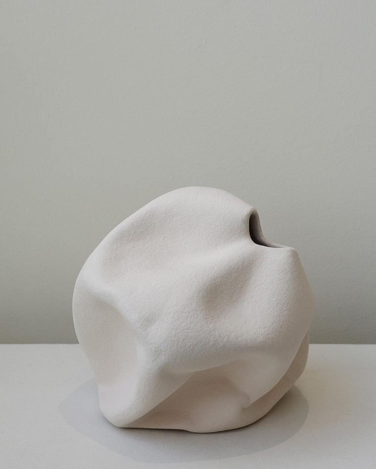 Goliath - Grand vase en céramique texturée beige