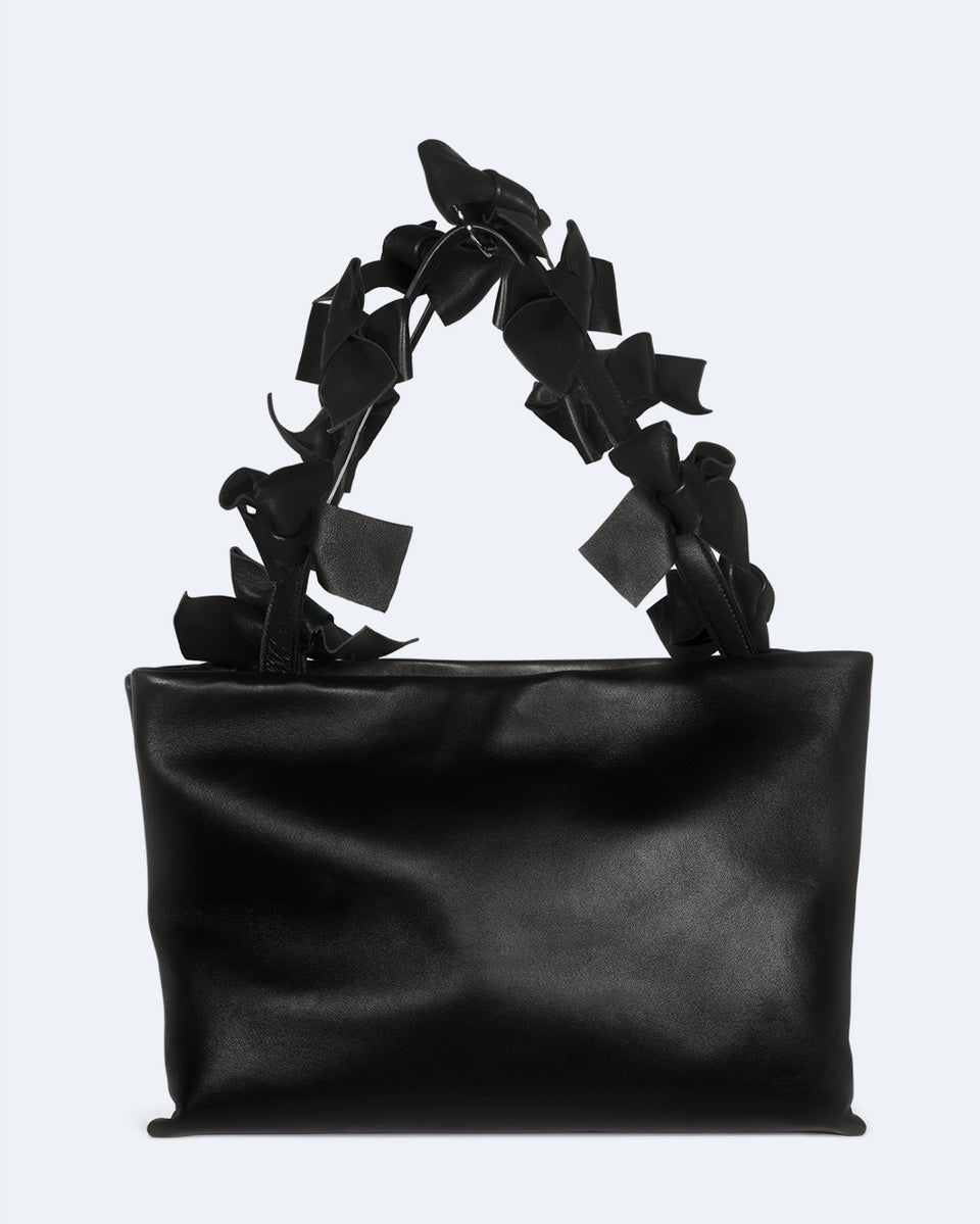 Sacs - Grand cabas en cuir noir surcyclé avec nœuds