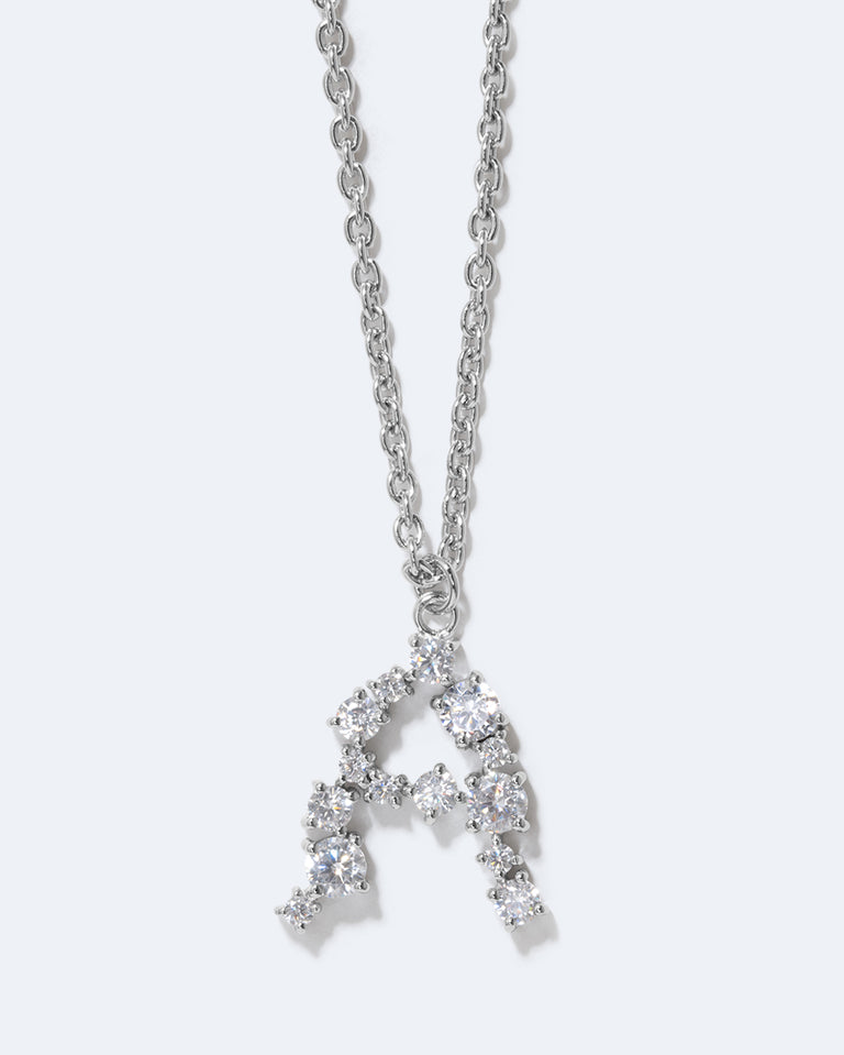 Pendentif Glitchy A en oxyde de zirconium et plaqué rhodium