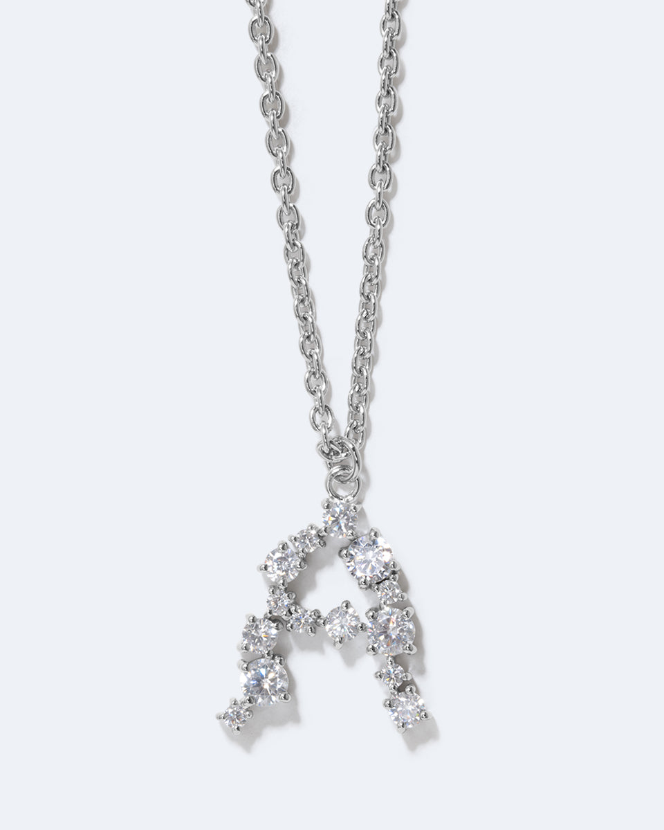 Pendentif Glitchy A en oxyde de zirconium et plaqué rhodium