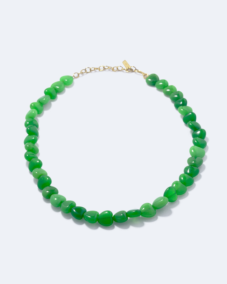 La Fenêtre du Cœur - Collier Perle Cœur Vert et Vermeil Recyclé