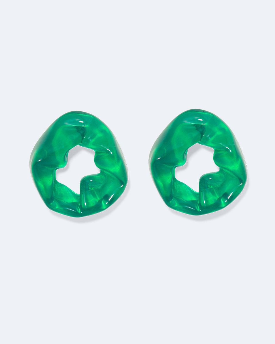 Scrunch - Green Bio Resin and Recycled Gold Vermeil Earrings