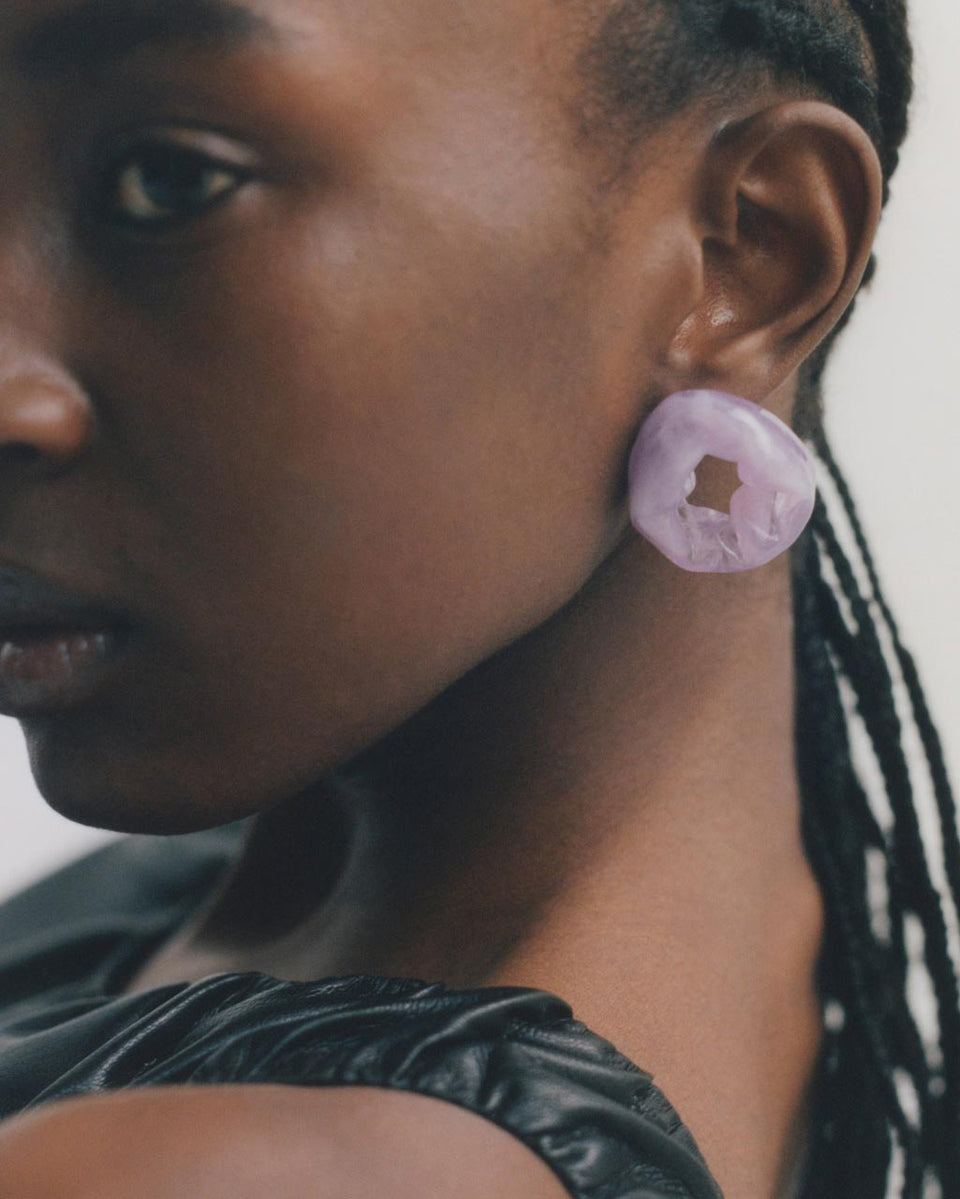 Scrunch - Lilac Bio Resin and Recycled Gold Vermeil Earrings