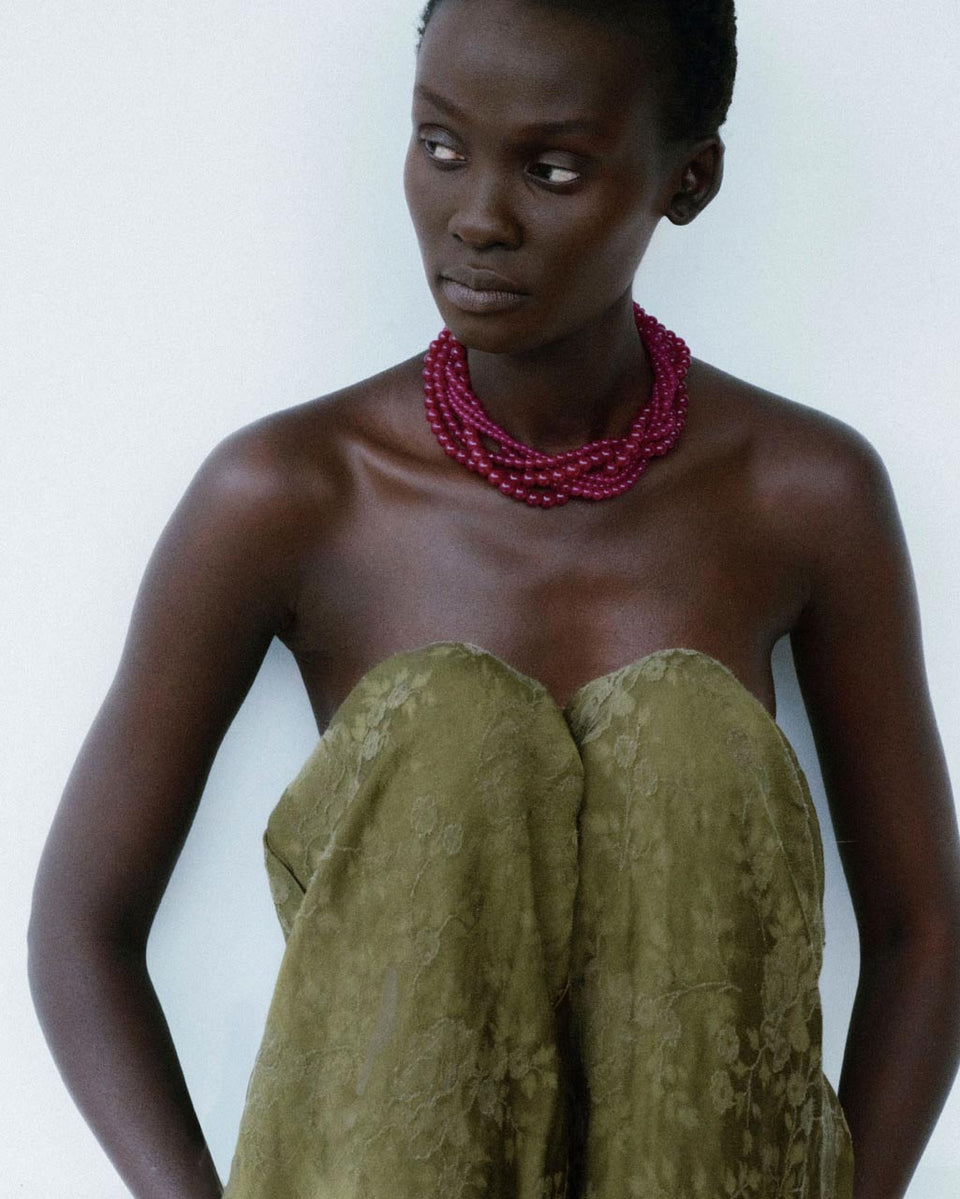 H84 - Collier perles de calcédoine et argent recyclé