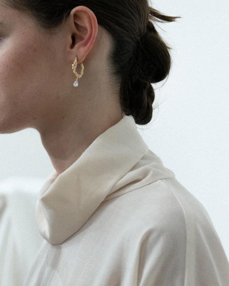Le temps n'est pas une illusion - Boucles d'oreilles en oxyde de zirconium et vermeil