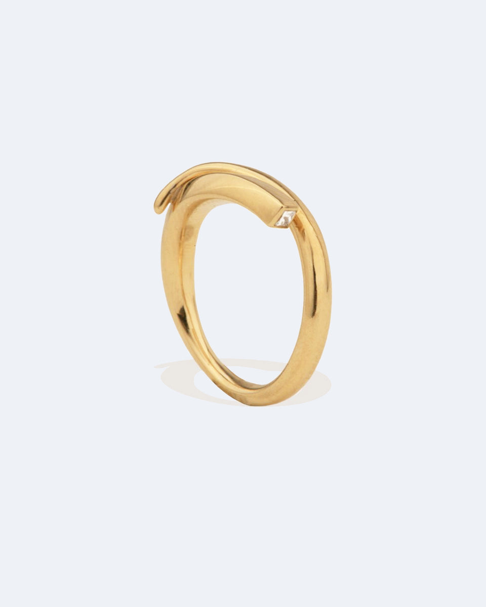 Une Rivière dans les Vallées - Bague en Or Jaune 18 Carats et Diamants