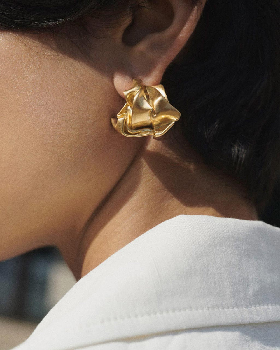 Crunched: A Tale of Abandoned Legal Strategies - Gold Vermeil Earrings