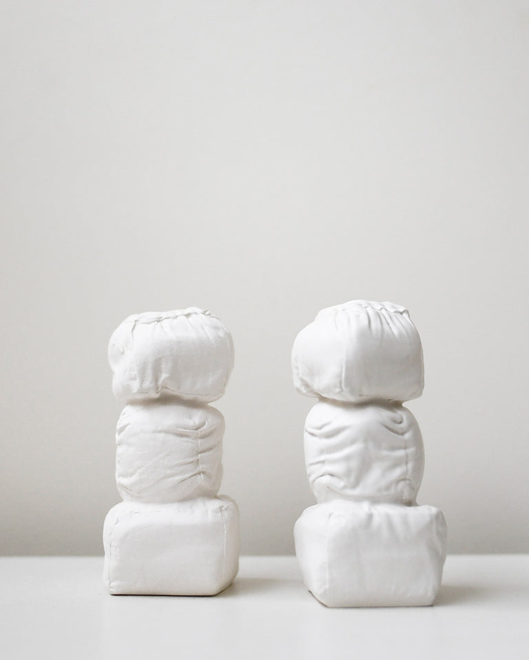 "Stuffed" - Set of 2 Candlesticks in Matte White