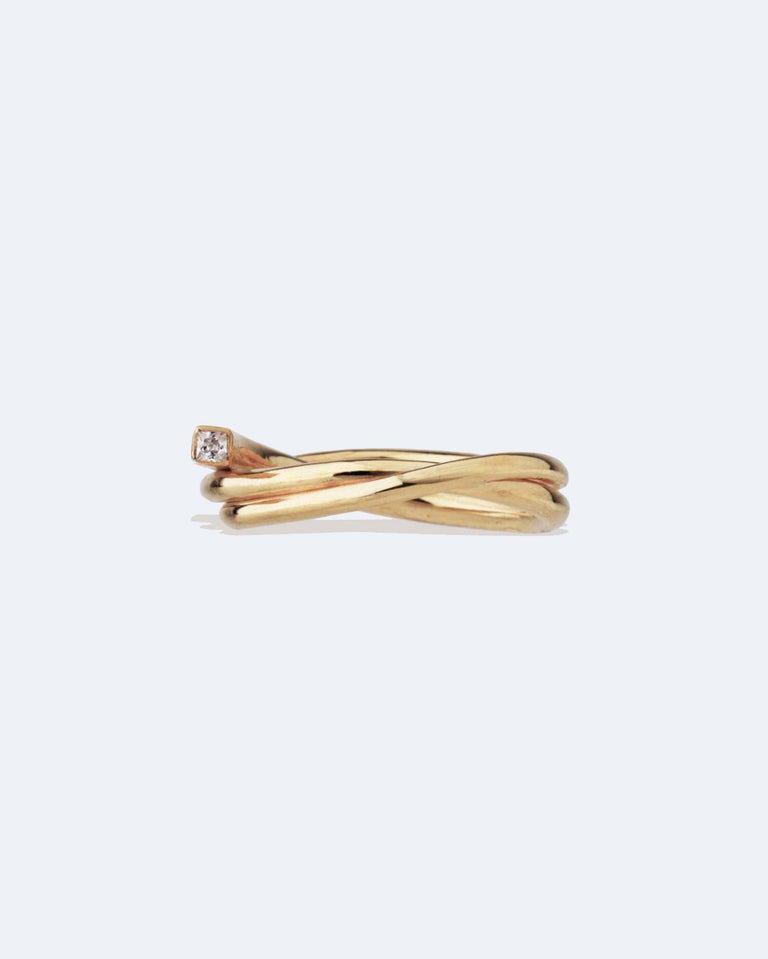 Archéologie de l'ère industrielle - Bague en or jaune 18 carats et diamants
